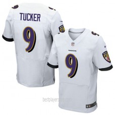Mens Baltimore Ravens #9 Justin Tucker Elite White Jersey Bestplayer